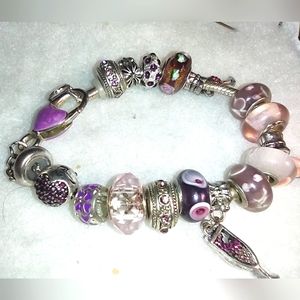 Wine Glass Theme Bead Charm Bracelet